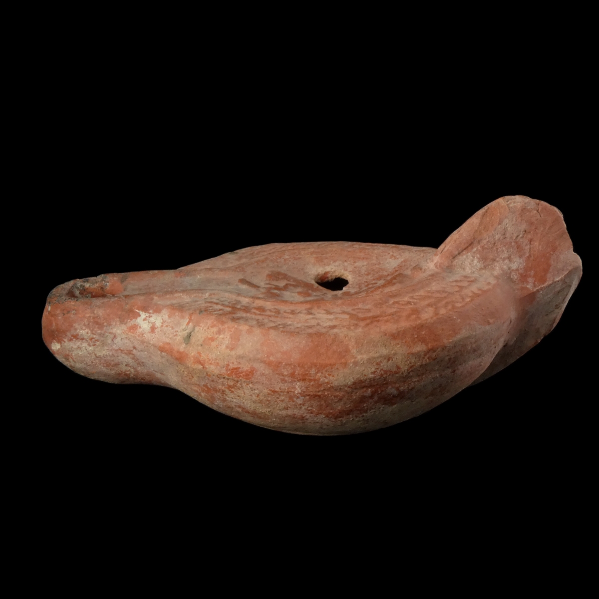 Ancient Roman terracotta oil lamp with warrior