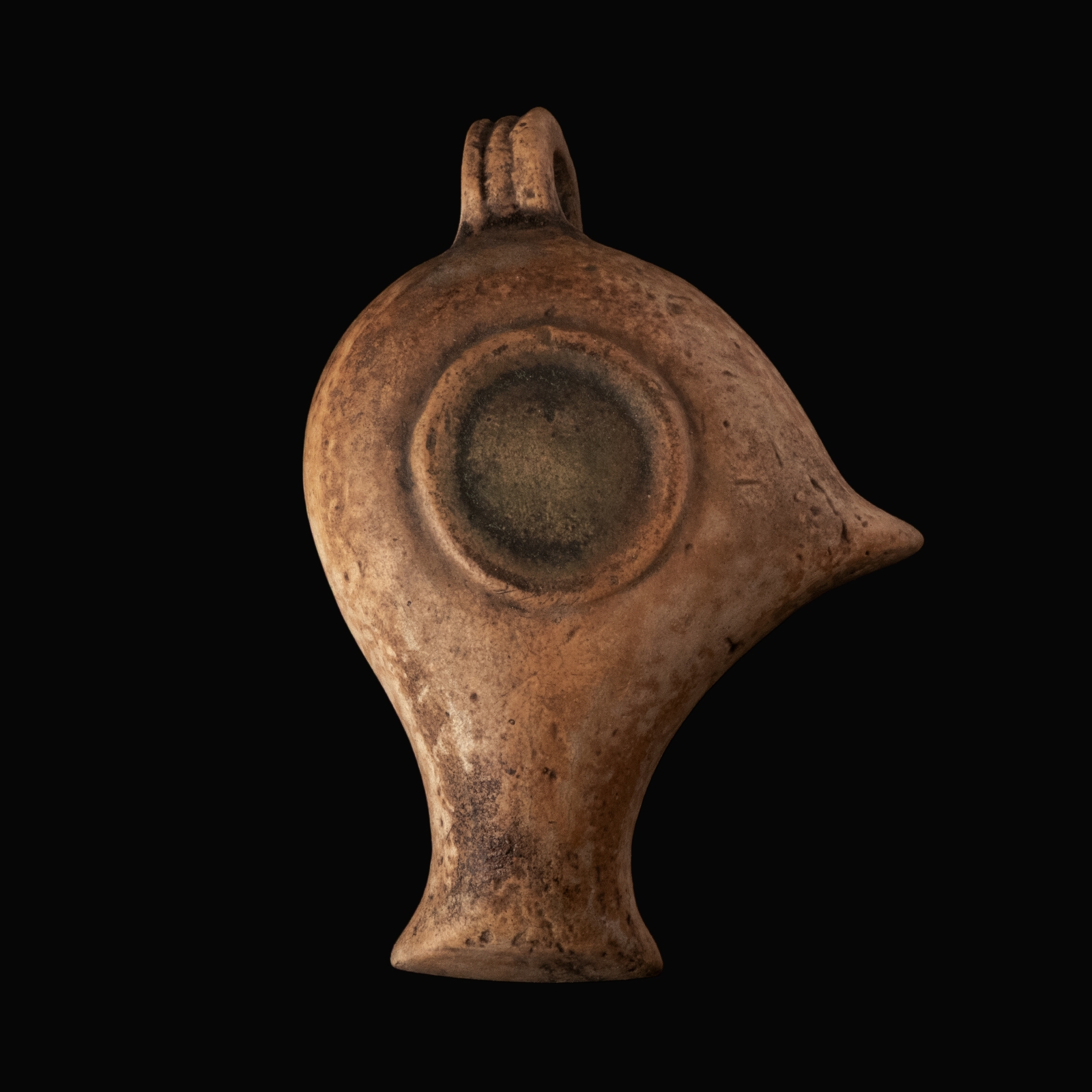 Ancient Roman Terracotta Vogelkopflampe (Bird's-Head Lamp)