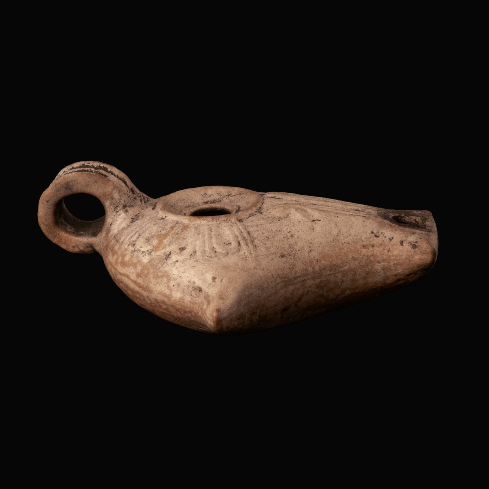 Ancient Roman Terracotta Vogelkopflampe (Bird's-Head Lamp)