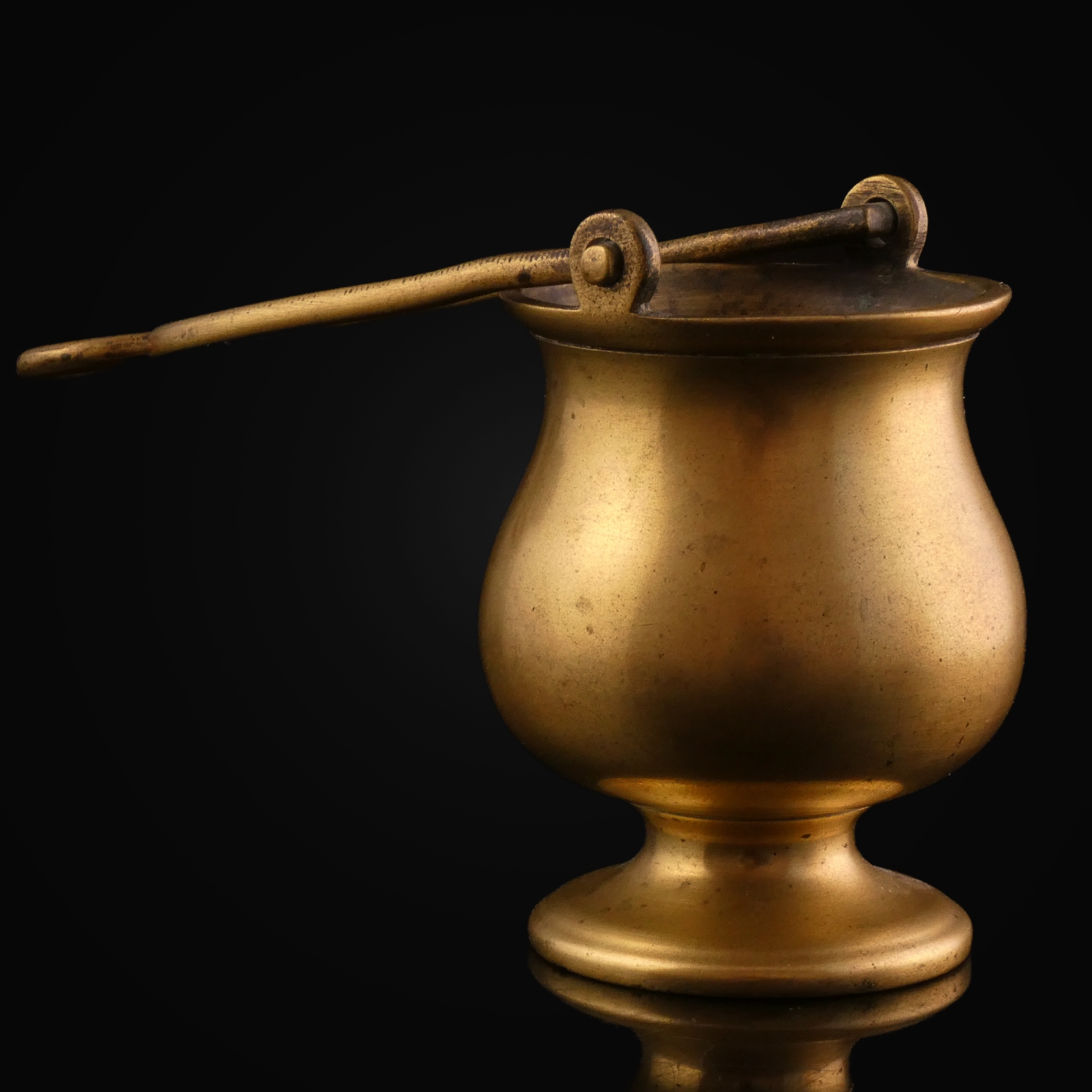 Antique brass Holy Water Vessel with swing handle