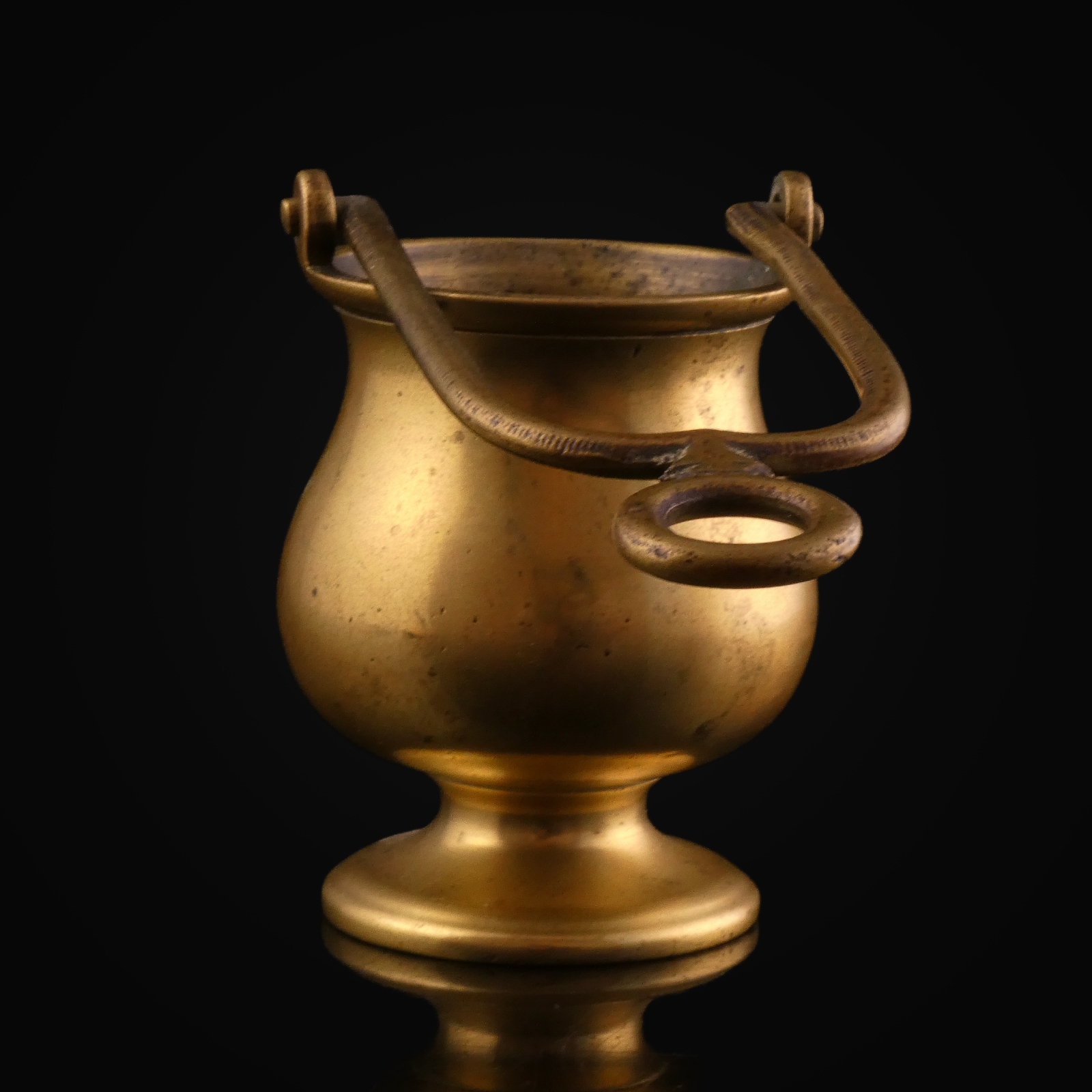 Antique brass Holy Water Vessel with swing handle