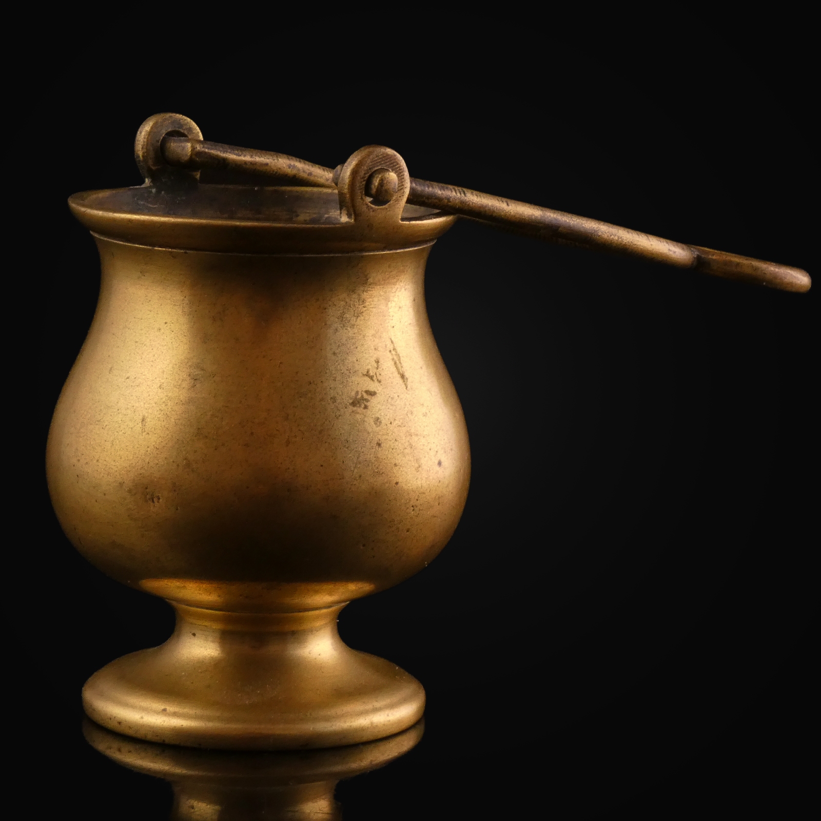 Antique brass Holy Water Vessel with swing handle