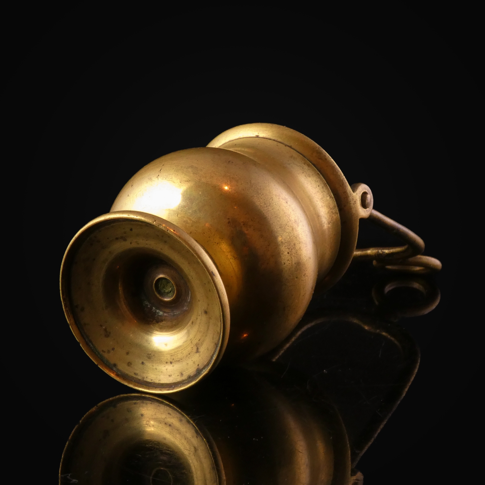 Antique brass Holy Water Vessel with swing handle