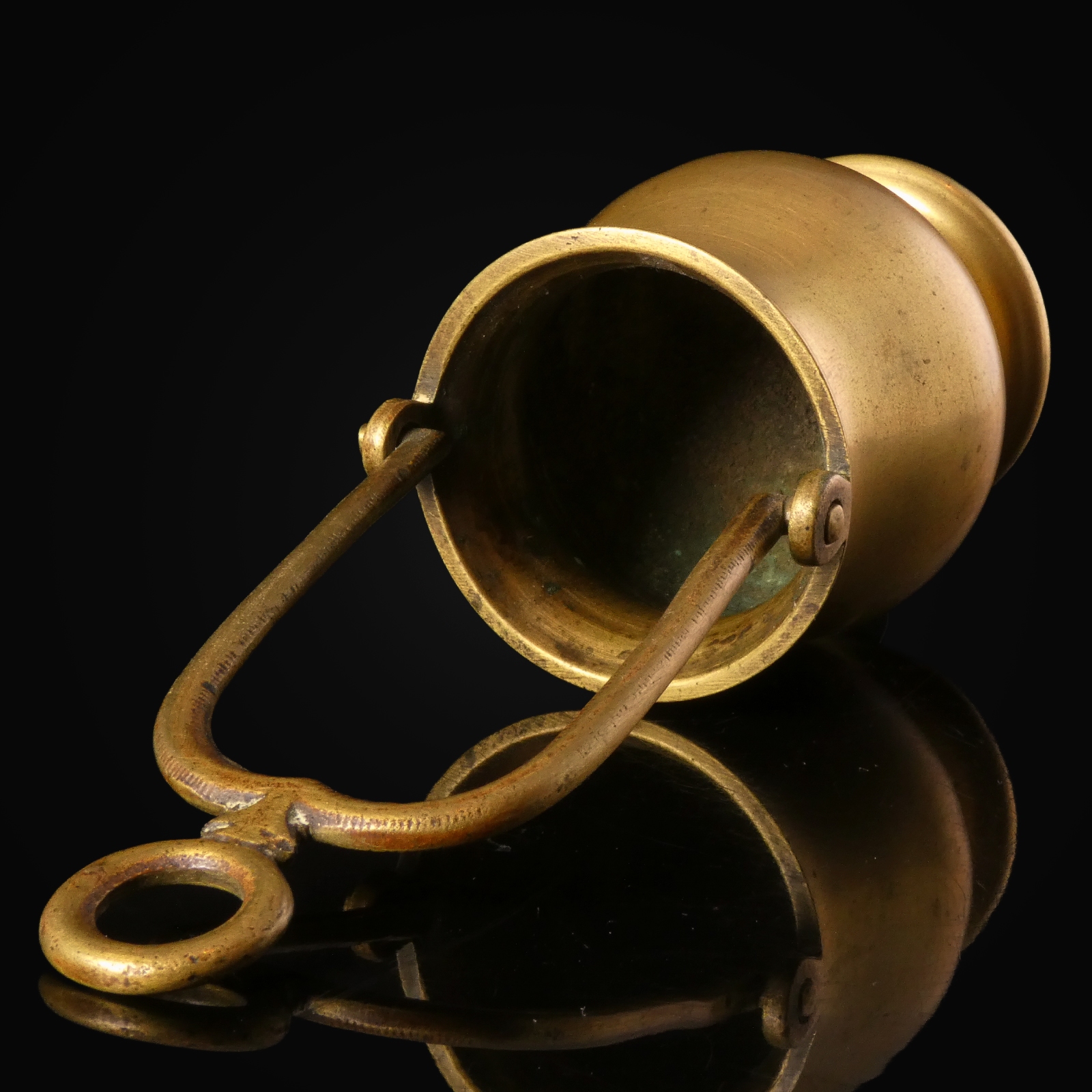 Antique brass Holy Water Vessel with swing handle