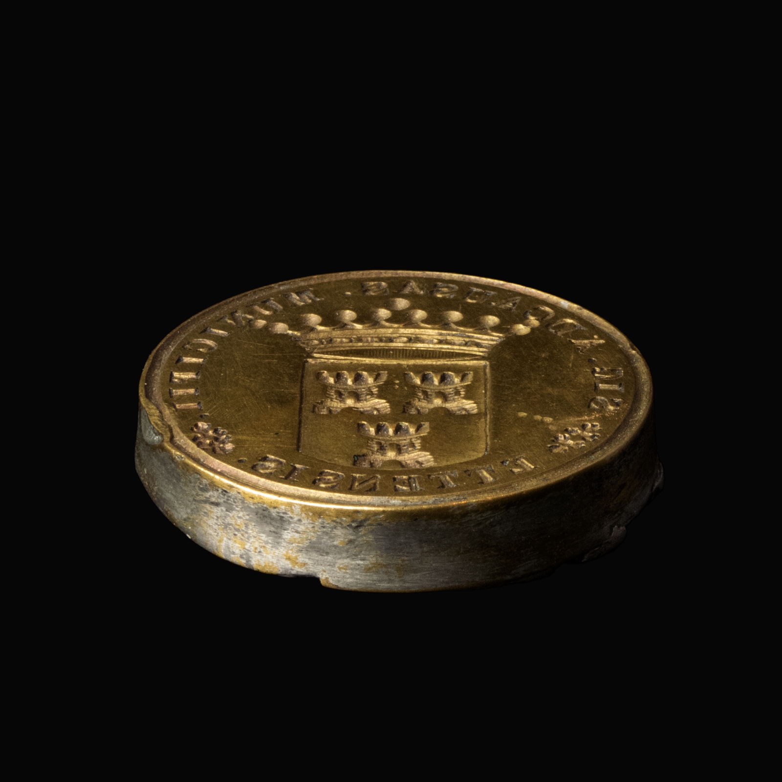 Antique Dutch brass seal matrix of the Municipality of Etten (Etten-Leur)