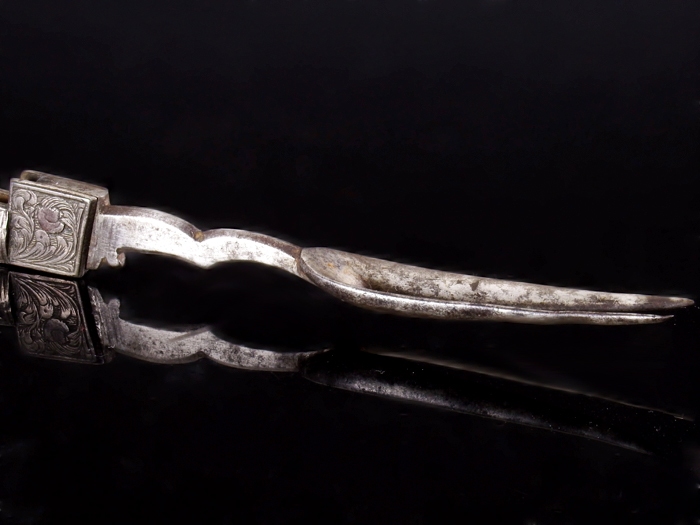 Antique folding fork with silver and bone handle