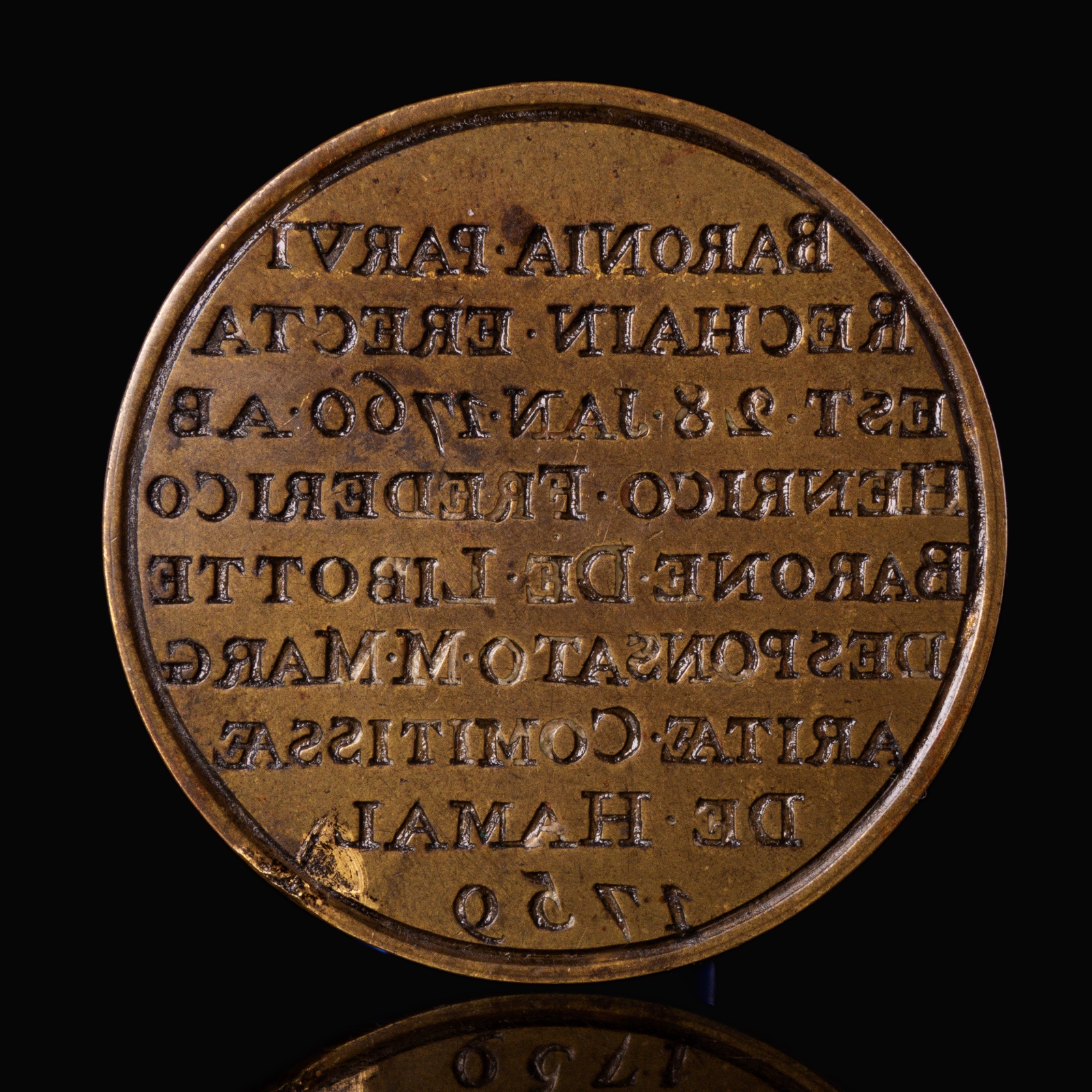 Belgian Seal Matrix, Barony of Petit-Rechain, Commemorating the Libotte–Hamal Marriage & Elevation
