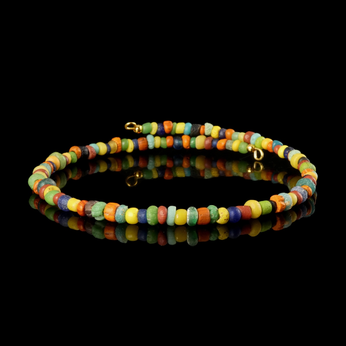 Bracelet with Roman Multicoloured Glass Beads - Flexible Design