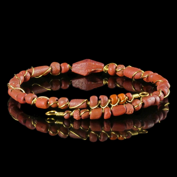 Bracelet with Roman wire-wrapped red glass beads