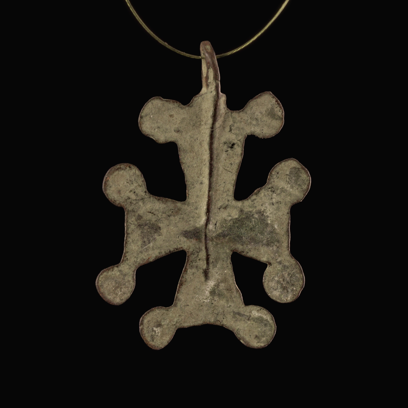 Byzantine bronze cross pendant