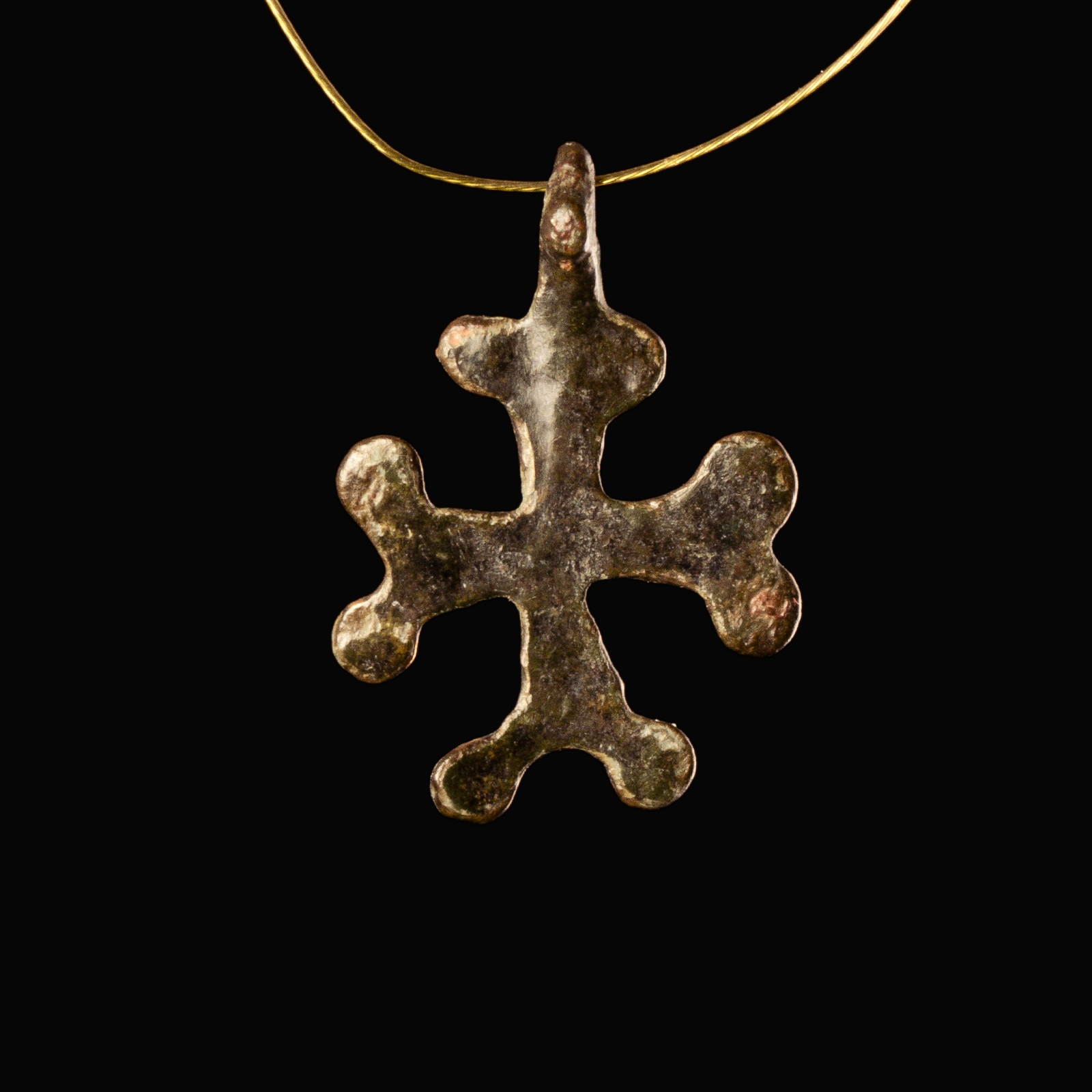 Byzantine bronze cross pendant
