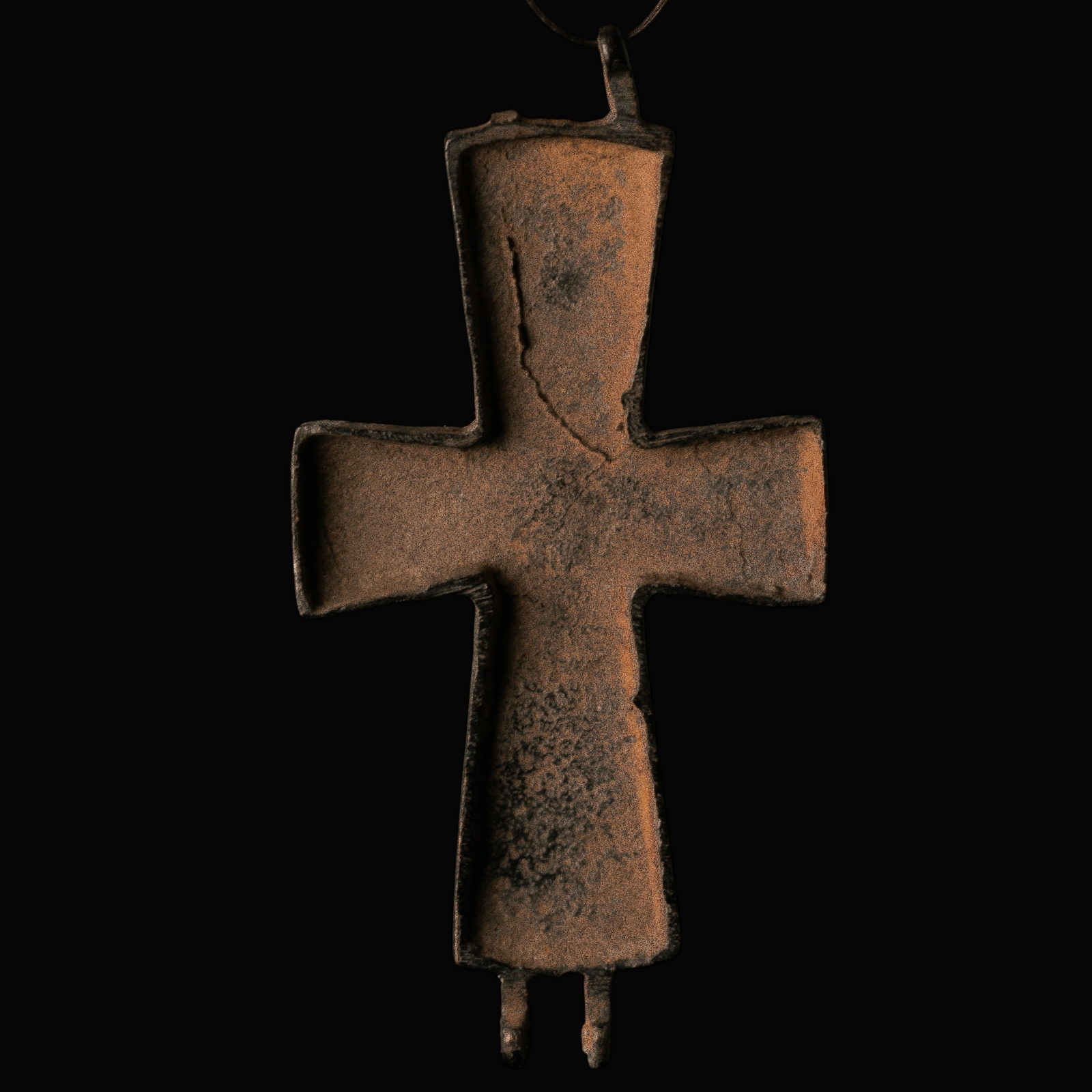 Byzantine bronze Reliquary Cross - Enkolpion with the Virgin Mary Orans