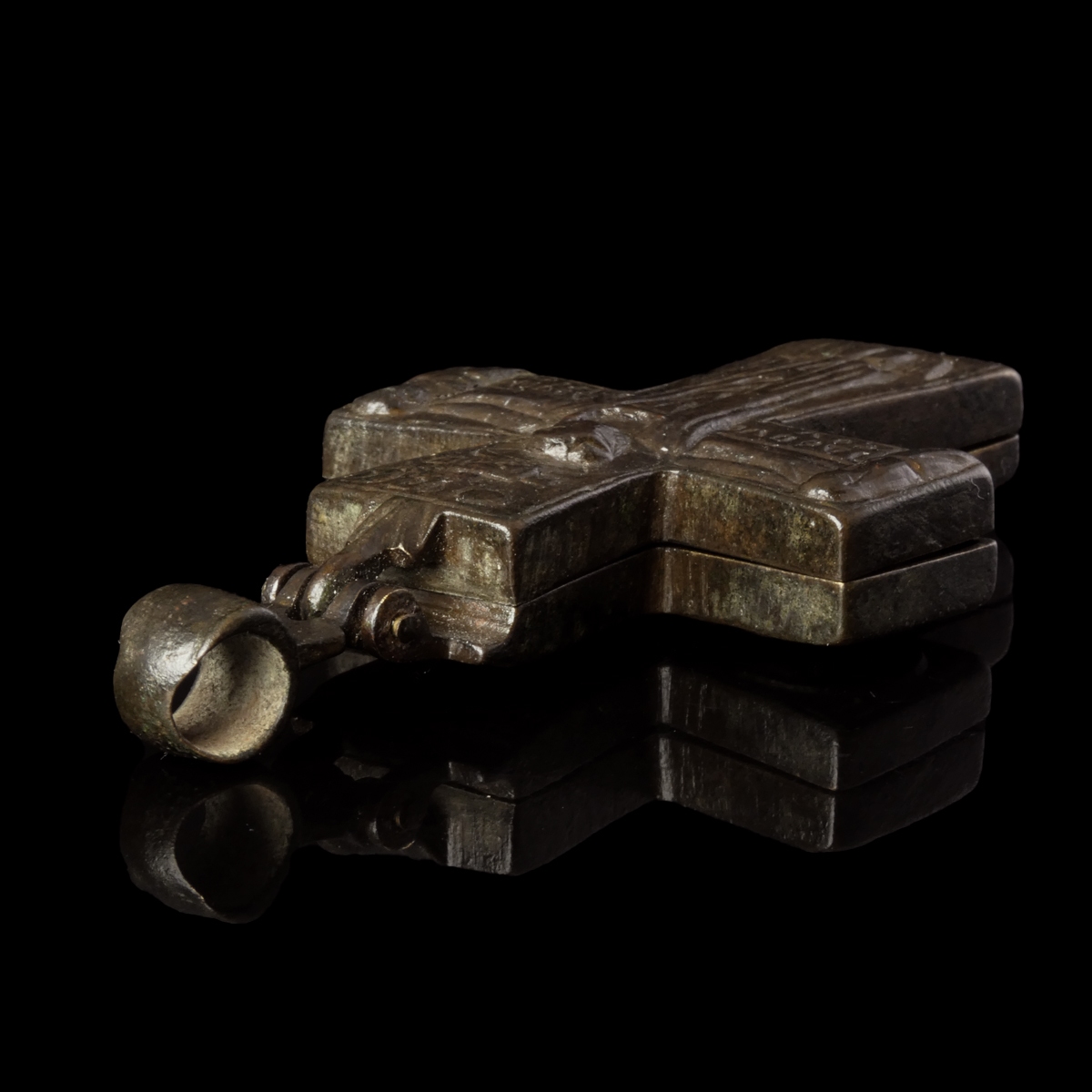 Byzantine Bronze Reliquary Cross (Enkolpion)