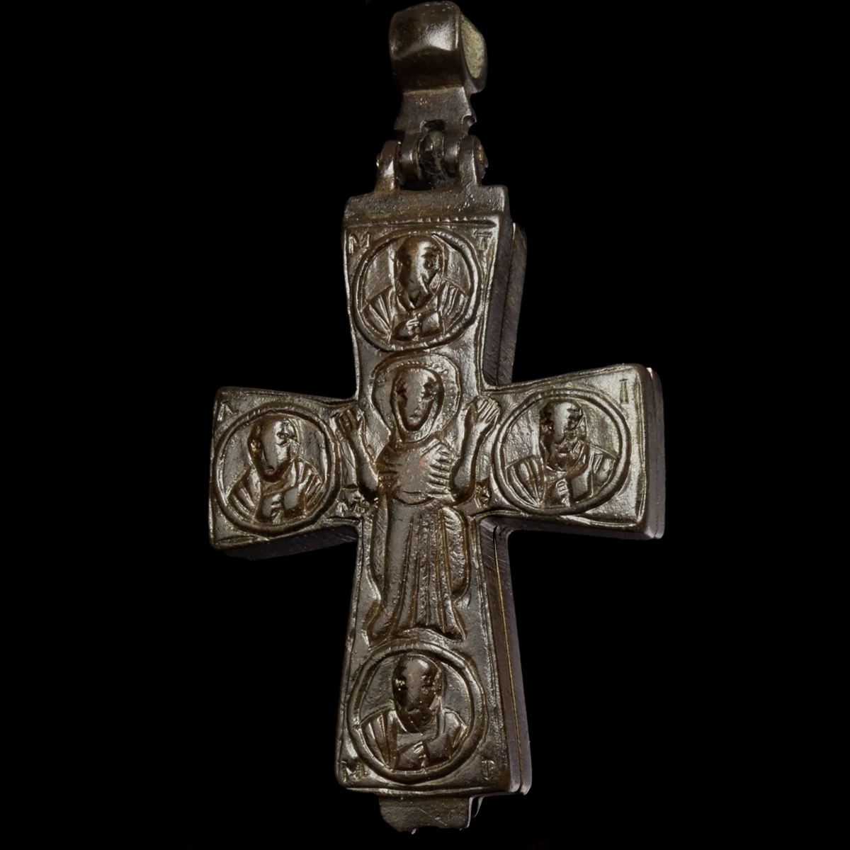 Byzantine Bronze Reliquary Cross (Enkolpion)
