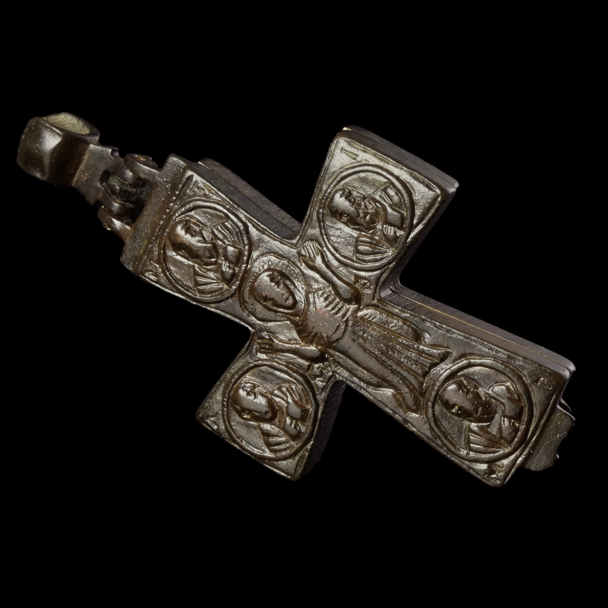 Byzantine Bronze Reliquary Cross (Enkolpion)