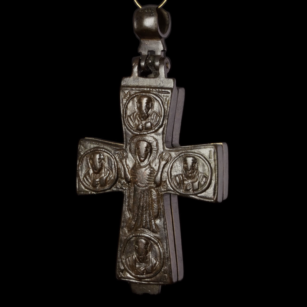 Byzantine Bronze Reliquary Cross (Enkolpion)
