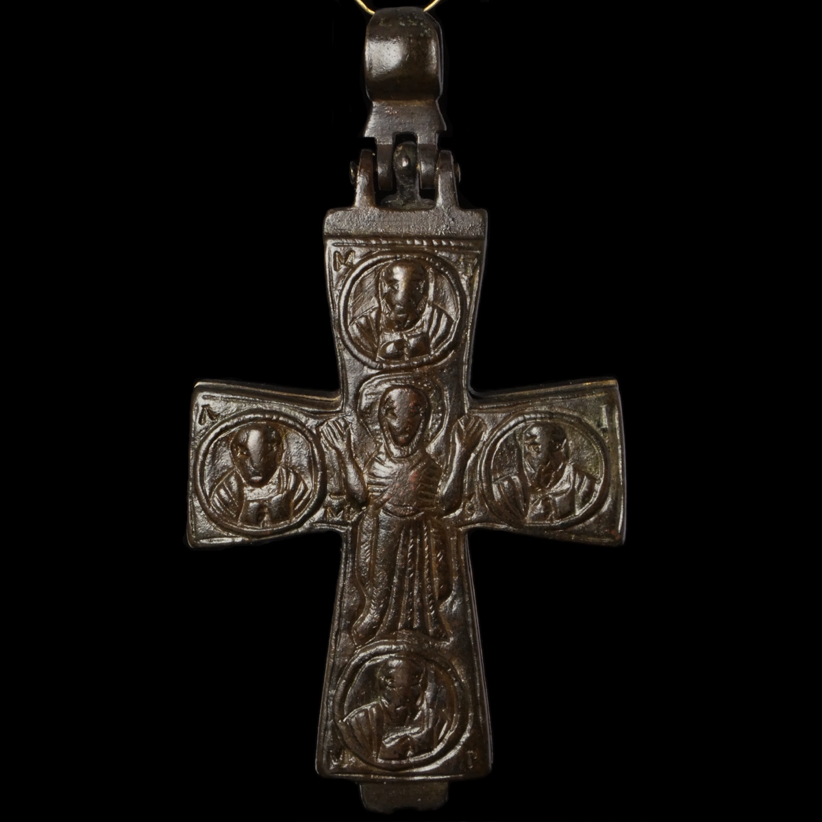 Byzantine Bronze Reliquary Cross (Enkolpion)