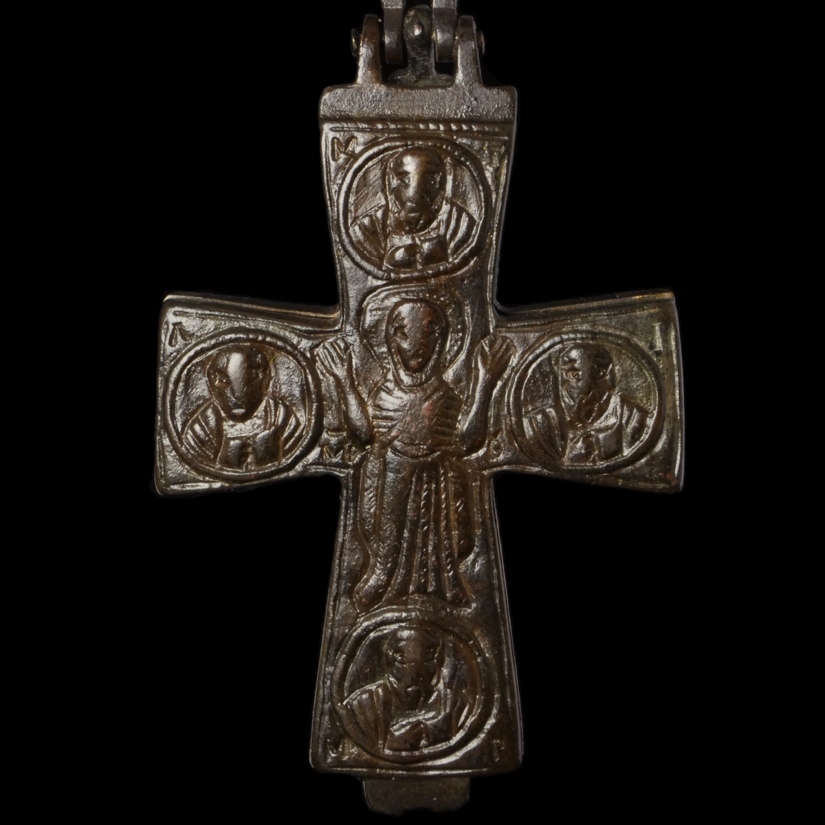 Byzantine Bronze Reliquary Cross (Enkolpion)