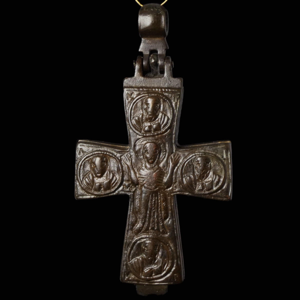 Byzantine Bronze Reliquary Cross (Enkolpion)