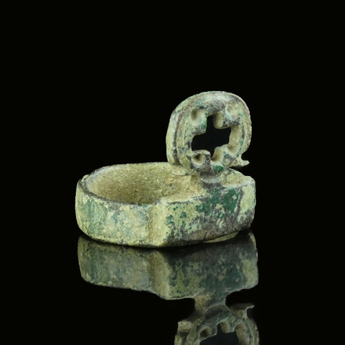 Byzantine bronze ring with cross, rare