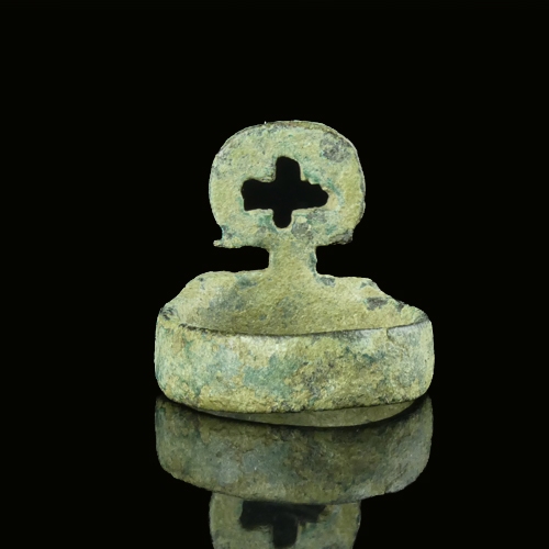 Byzantine Bronze Ring with Cross