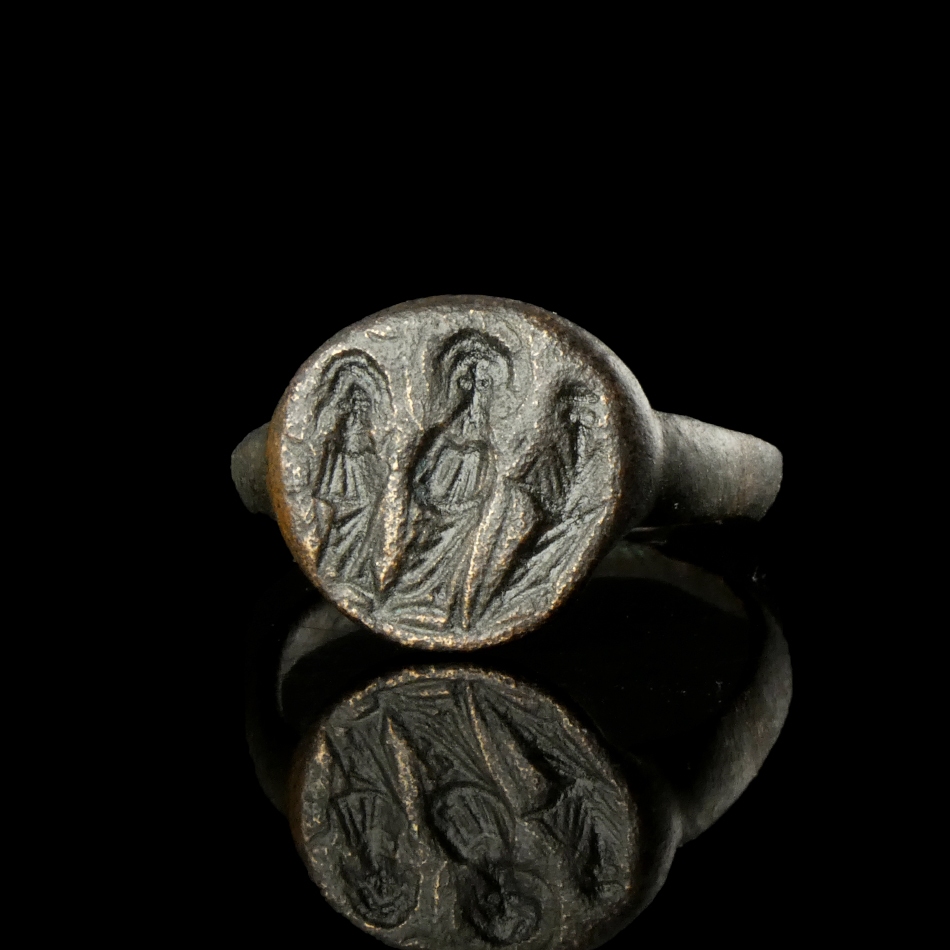 Byzantine bronze wedding seal ring