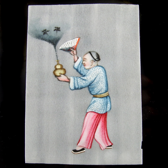 China, Collection of Ten Qing-Dynasty Gouache Paintings on Pith Paper