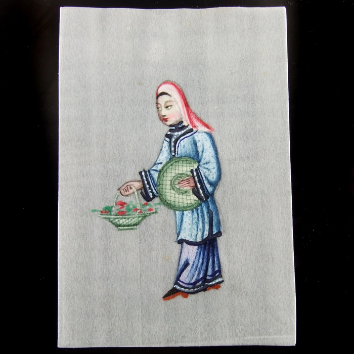 China, Collection of Ten Qing-Dynasty Gouache Paintings on Pith Paper
