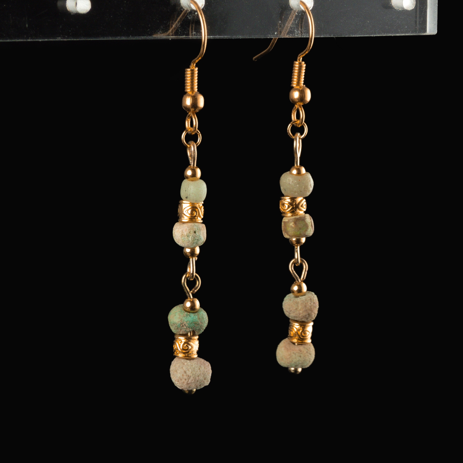 Earrings with ancient Egyptian faience beads