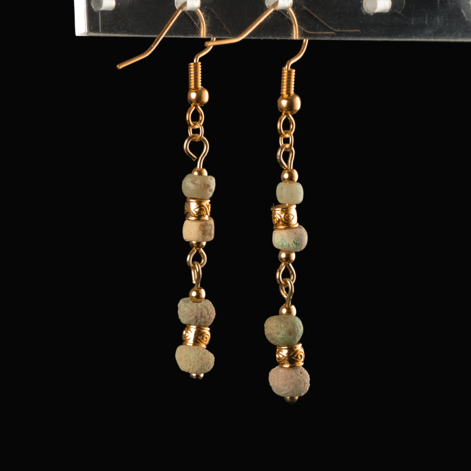 Earrings with ancient Egyptian faience beads