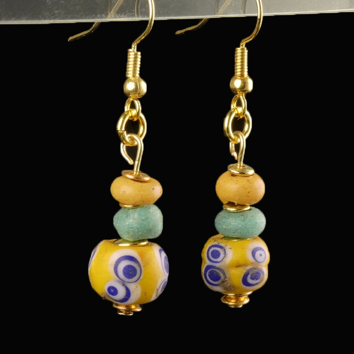 Earrings with Celtic glass stratified 'Eye' beads