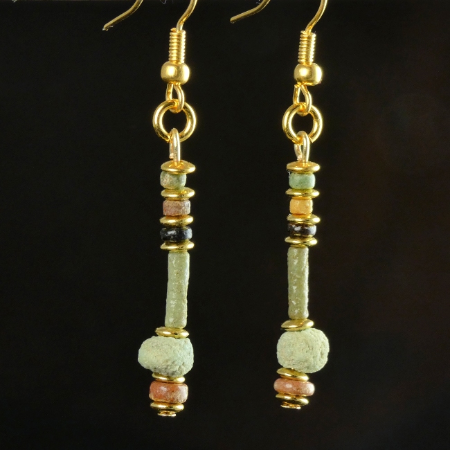 Earrings with Egyptian faience beads