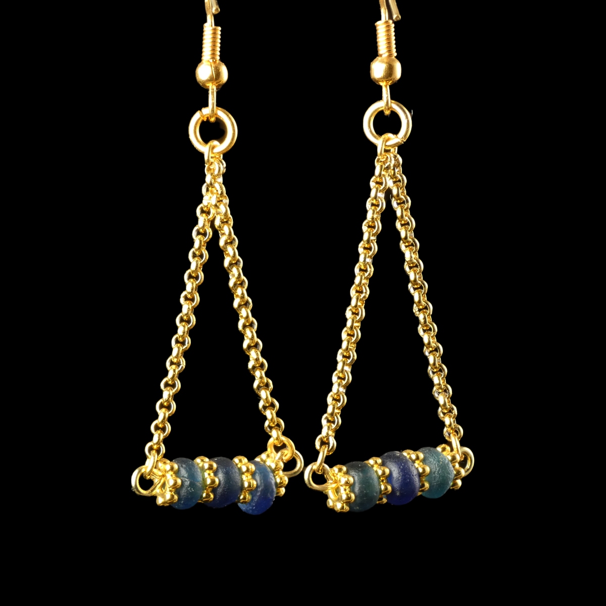 Earrings with Roman blue glass beads