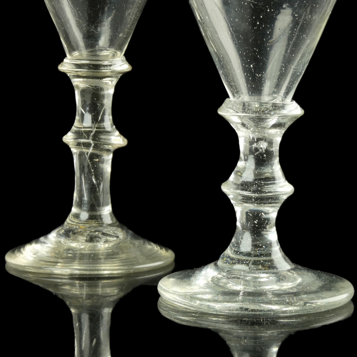 England, pair of small Georgian antique wine glasses