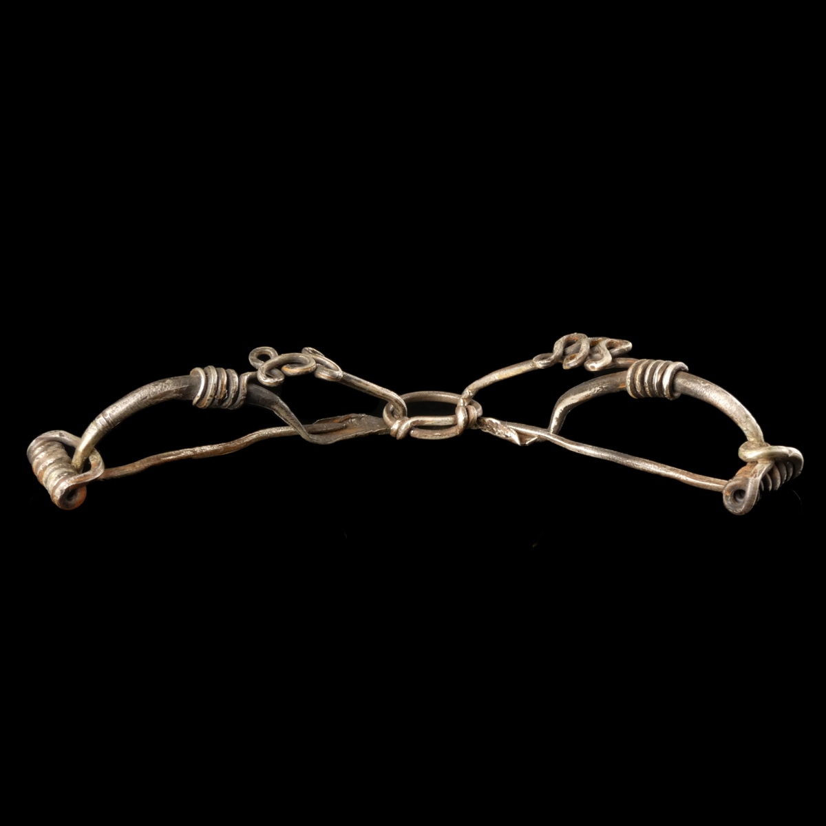 Iron Age, Pair of Connected Celtic Silver La Tène Fibulae