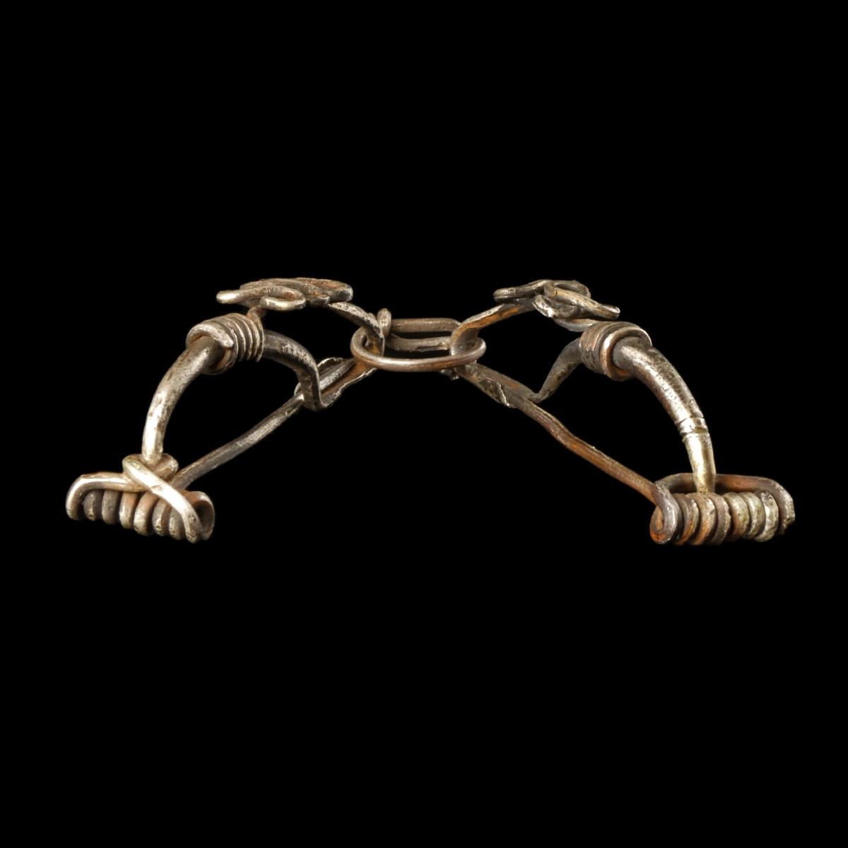 Iron Age, pair of silver Celtic La Tène connected fibulae