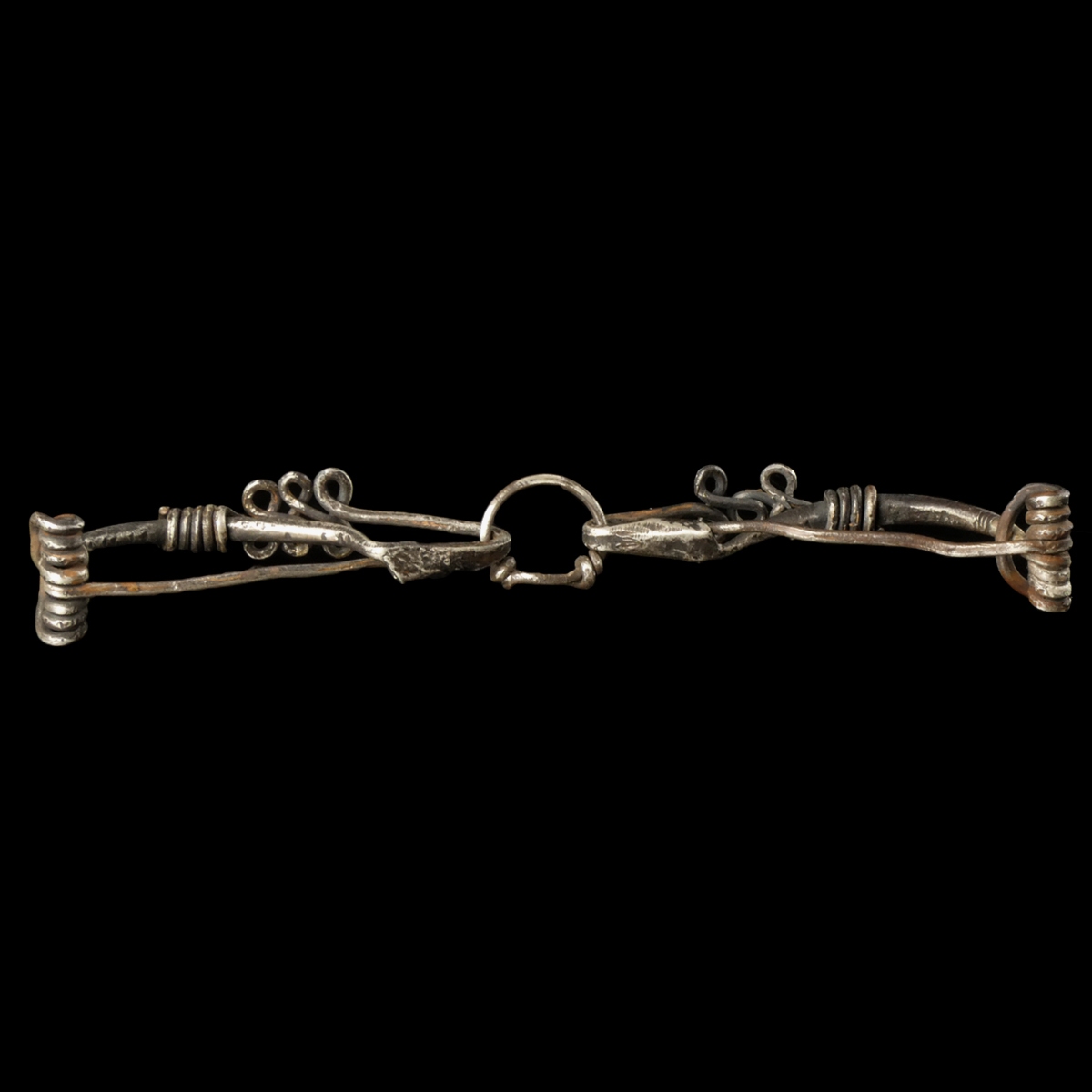 Iron Age, pair of silver Celtic La Tène connected fibulae
