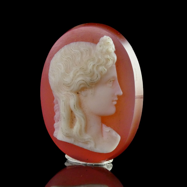 Italy, hand carved carnelian cameo, possibly Angelo or Nicolo Amastini