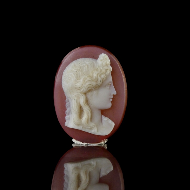 Italy, hand carved carnelian cameo, possibly Angelo or Nicolo Amastini