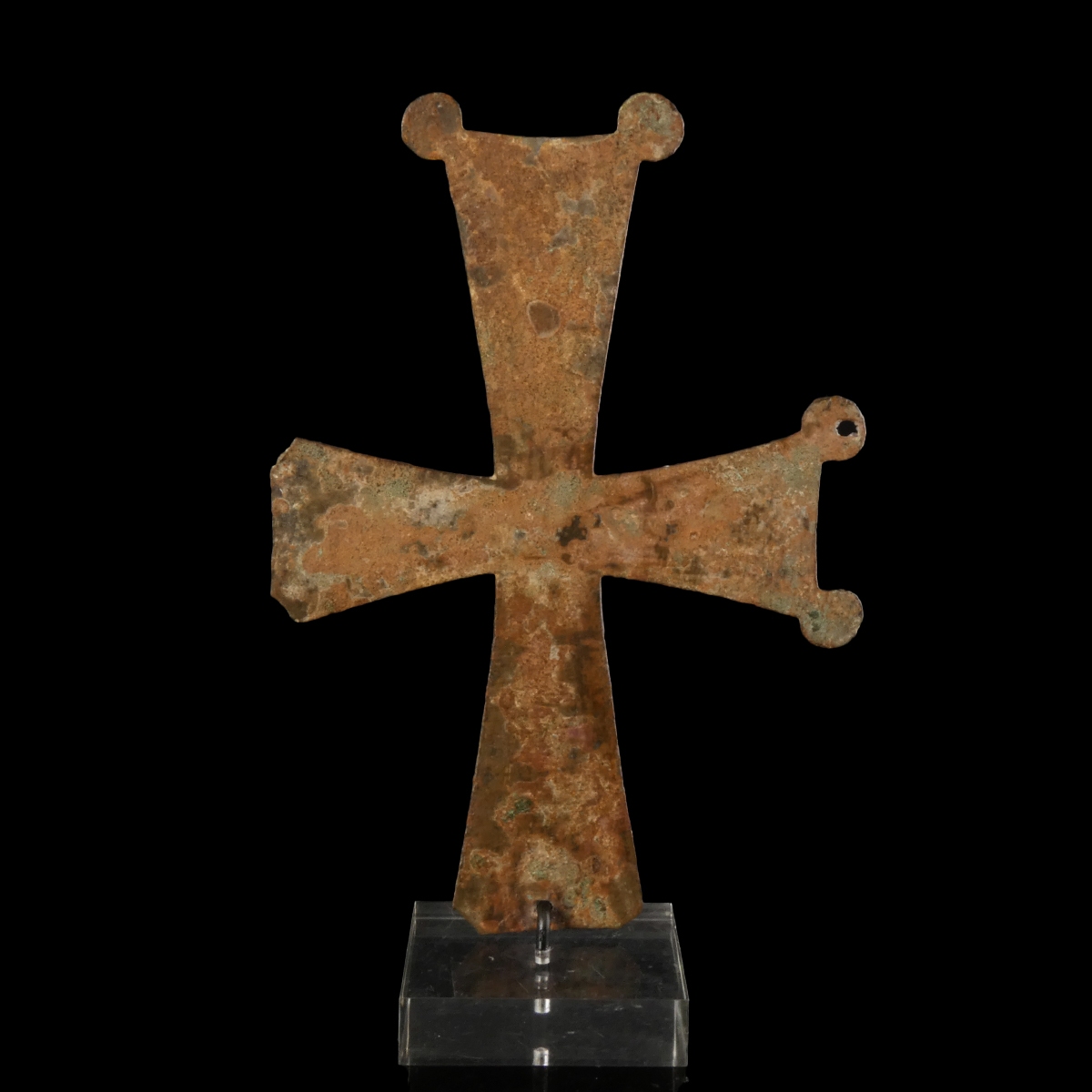 Large Byzantine bronze Processional Cross depicting St. Michael
