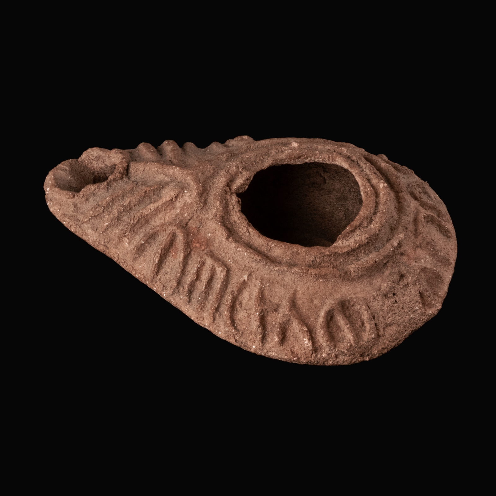 Late Roman–Early Byzantine Terracotta Oil Lamp with Inscription ‘The Light of Christ Shines for All’