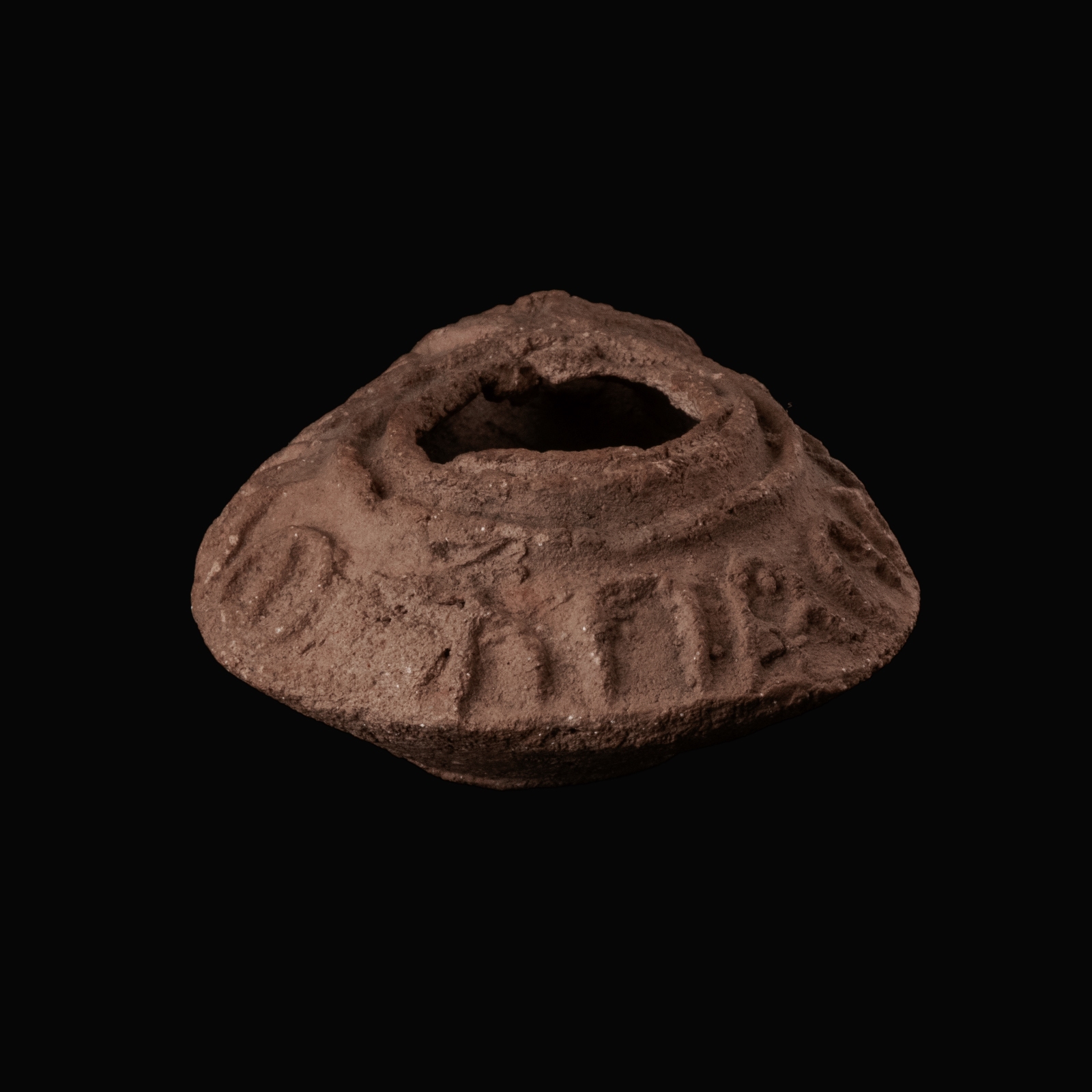 Late Roman–Early Byzantine Terracotta Oil Lamp with Inscription ‘The Light of Christ Shines for All’