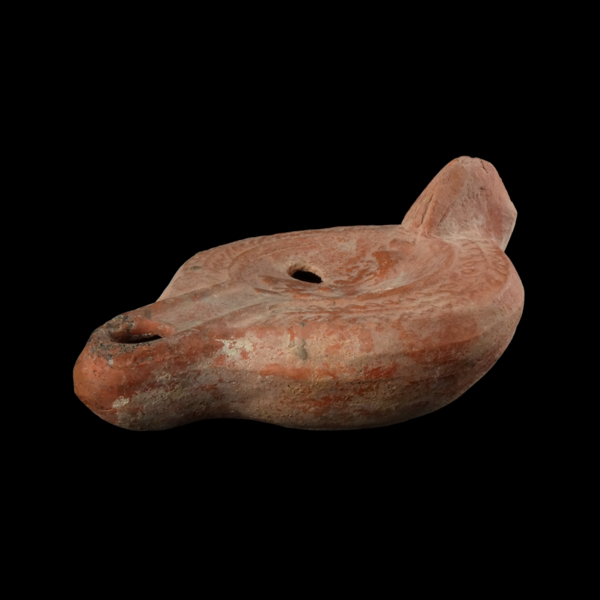Late Roman Terracotta Oil Lamp with Warrior