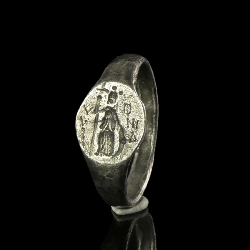 Late Roman to Early Byzantine Silver Marriage Ring with OMONOIA Inscription