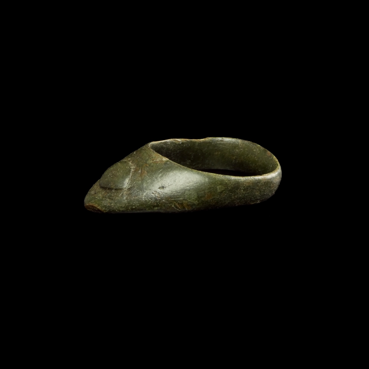 Medieval bronze Archer Thumb Ring with Evil Eye Motif