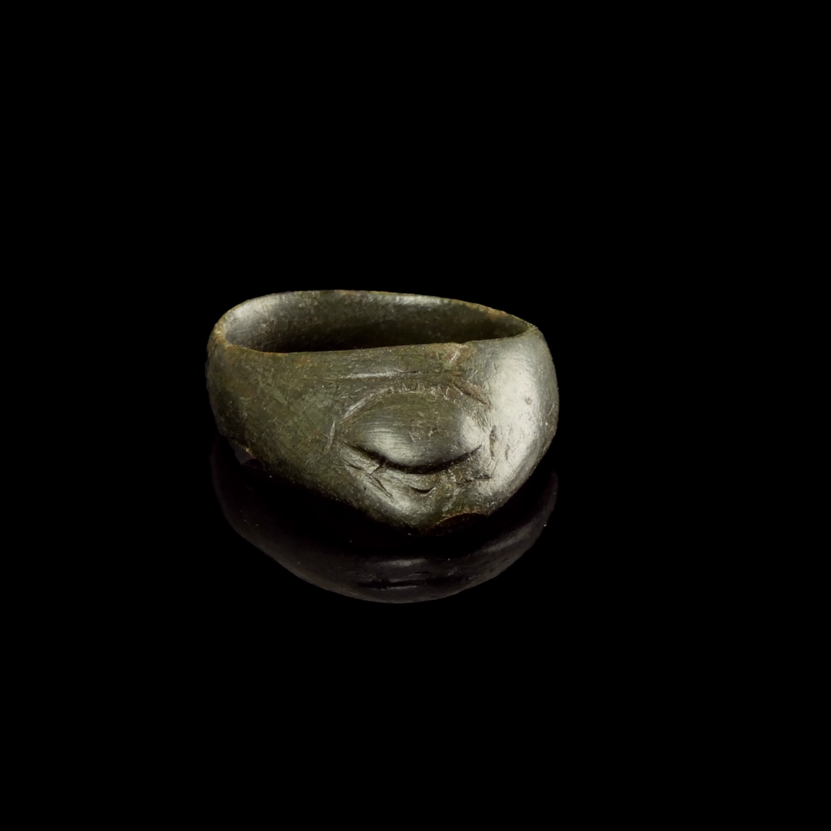 Medieval bronze Archer Thumb Ring with Evil Eye Motif