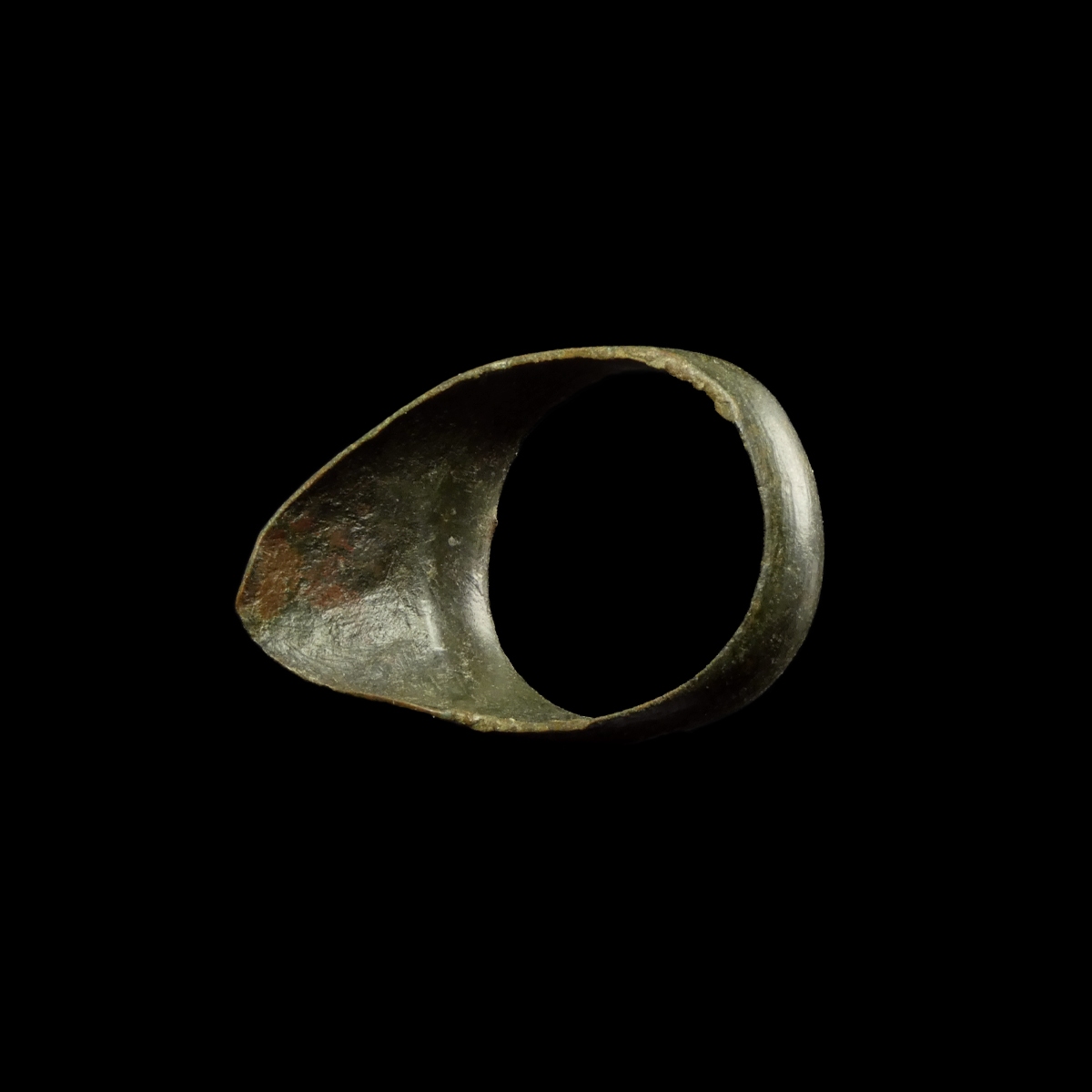 Medieval bronze Archer Thumb Ring with Evil Eye Motif