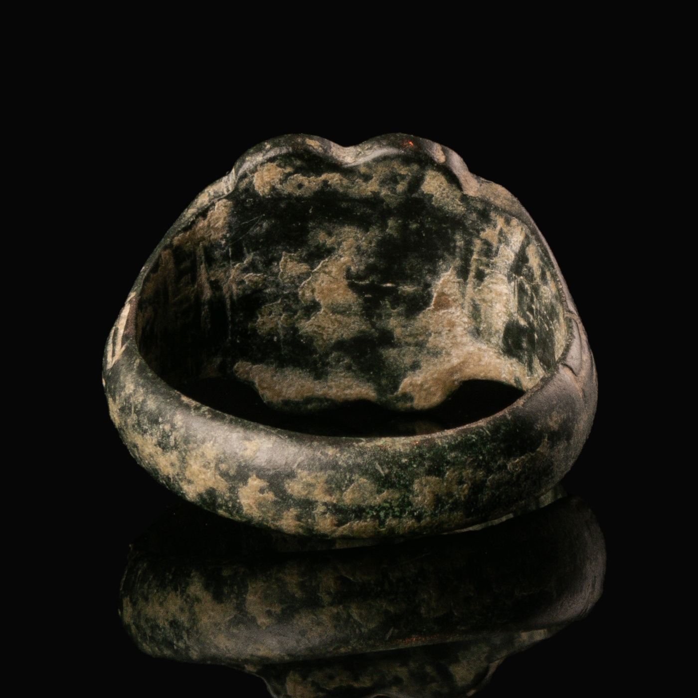 Medieval Bronze Seal Ring with Crowned Fleur-de-Lis