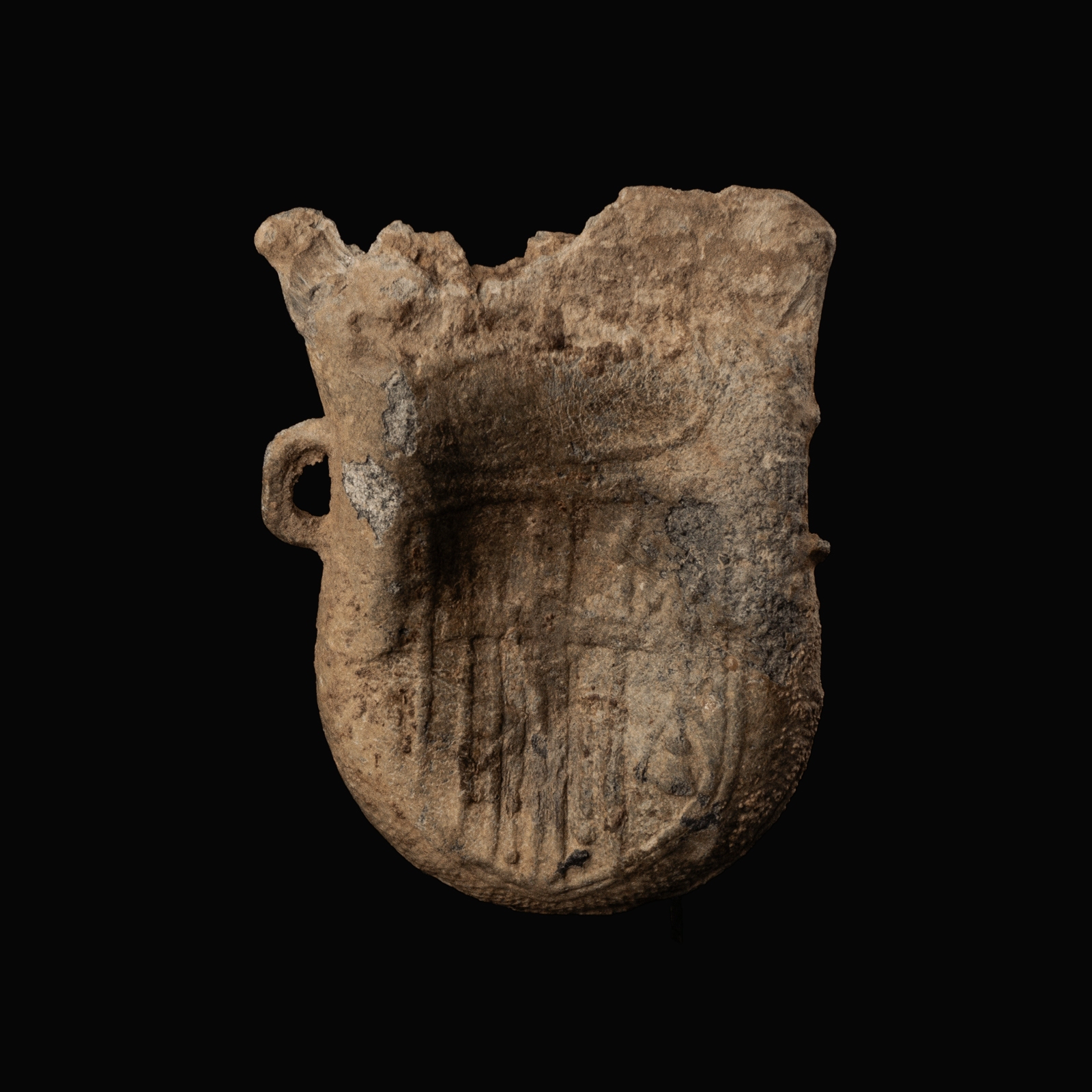 Medieval Lead Pilgrim's Ampulla with a Crowned Crest and Ship