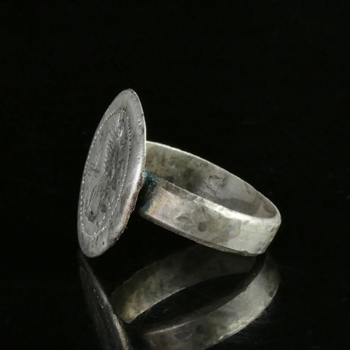 Medieval silver seal ring with a horse